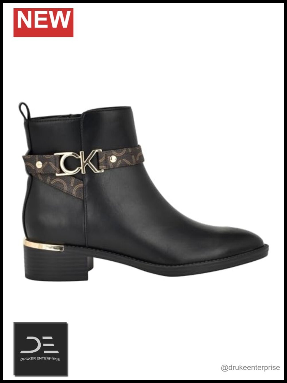 Calvin Klein Dhara Women's Calf-High Faux Leather Block Heel Zip Boots - Picture 4 of 4